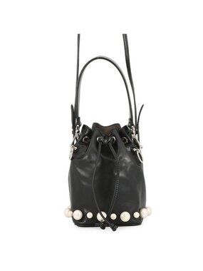 Fendi Montresor Mini Faux Pearl Leather 2-Way Shoulder Bag Black